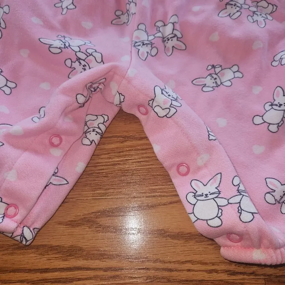 Vintage Oshkosh B'Gosh‎ Bodysuit Overalls Easter Bunny Pink Girls 3/6 Months USA